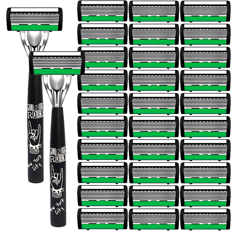 Safety Razor Handle - Hochwertige Herren-Rasierklingen 6-Schichtige Deutsche Edelstahl-Rasierklingen Kompatibel