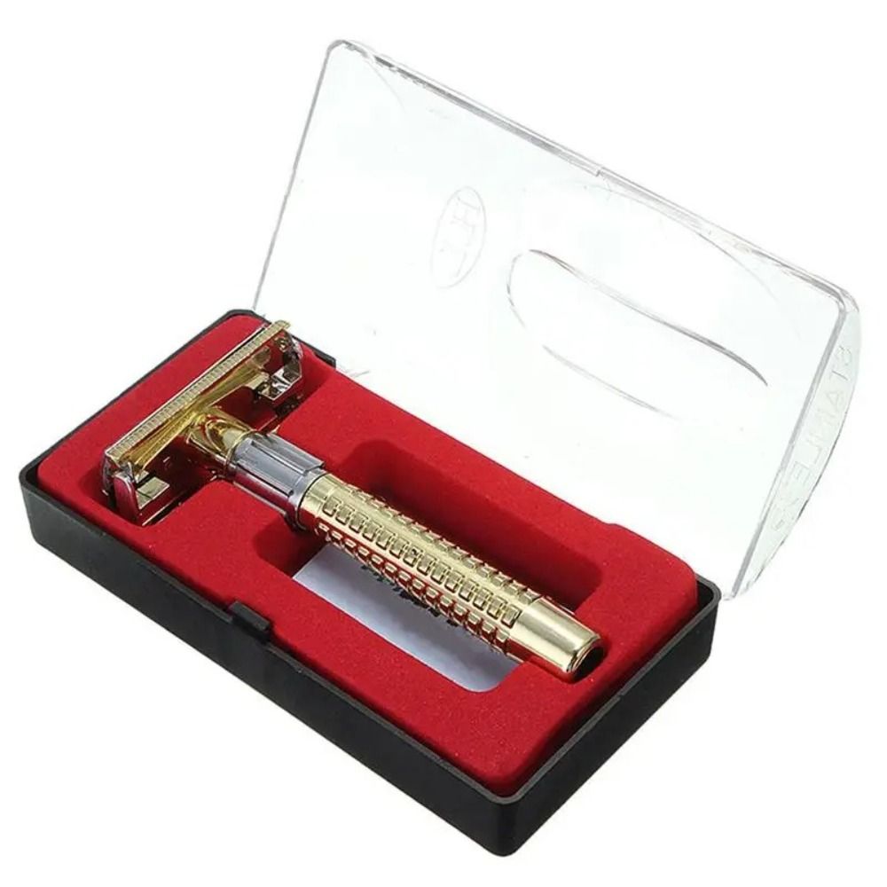 Safety Razor Handle - Exquisiter Retro-Sicherheitsrasierer aus Edelstahl, Doppelklingen-Rasierwerkzeug, manueller
