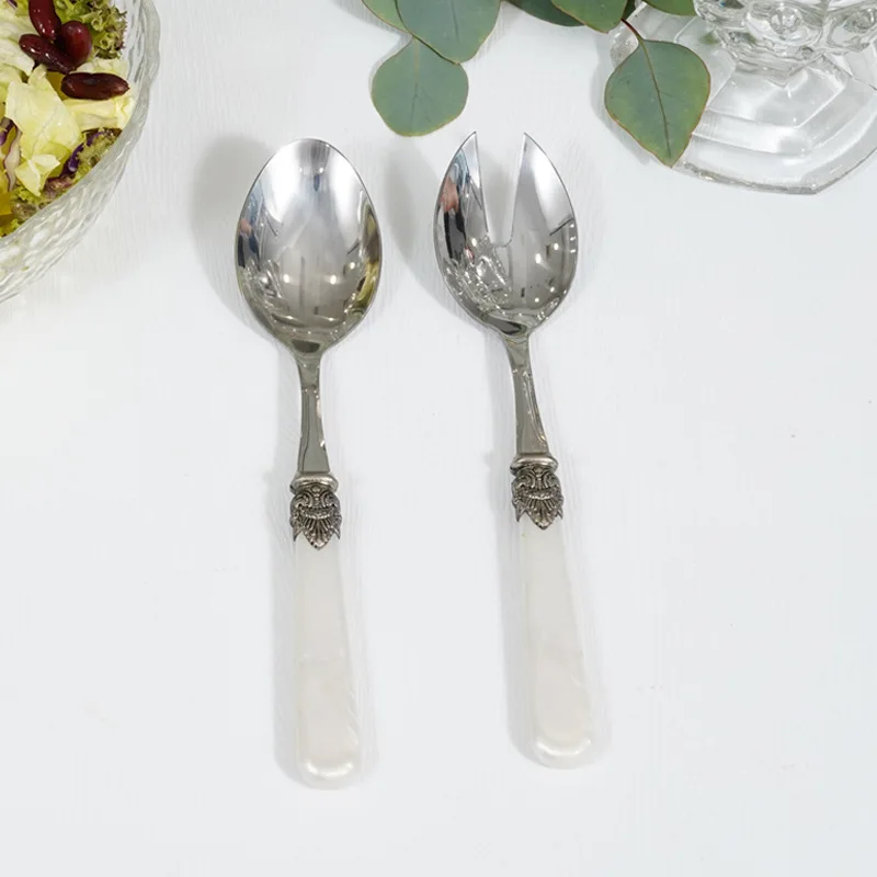 Bamboo Cutlery - Western 304 Edelstahl Salatbesteck-Set, Acryl Dessert-